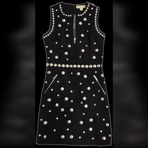 Size 0 Michael Kors Studded Zip-Detail Mini Dress